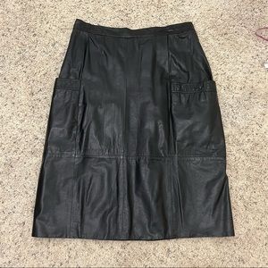 Vintage 100% Leather Skirt West Bay for Saks Fifth Avenue Size 6